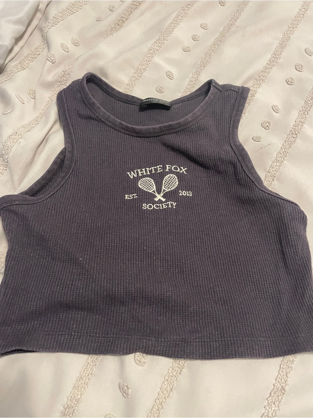 White Fox cropped ribbed tank